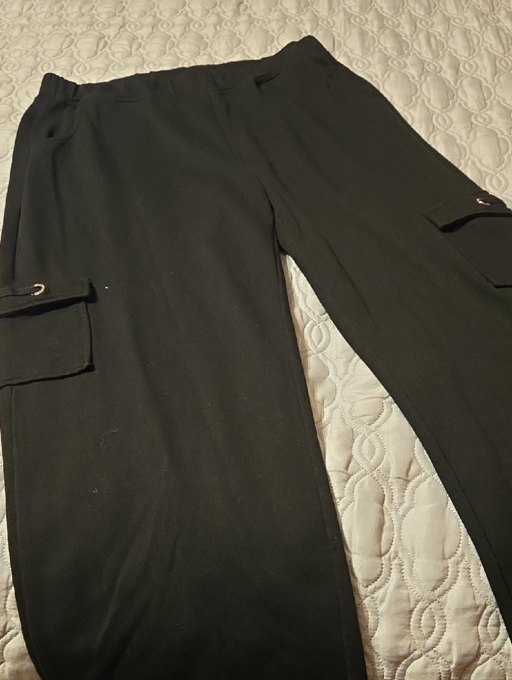 Quacker Factory Black Cargo Jogger Pants